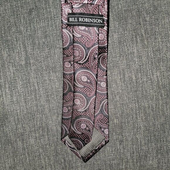 Bill Robinson Men's Red & Black 100% Polyester Hand Made Tie & Hanky Siz… - Picture 5 of 6